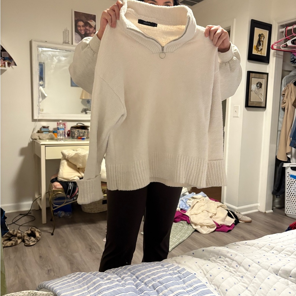 Women’s Cream Quarter-Zip Sweater